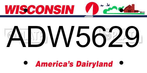 ADW5629 Wisconsin License Plate