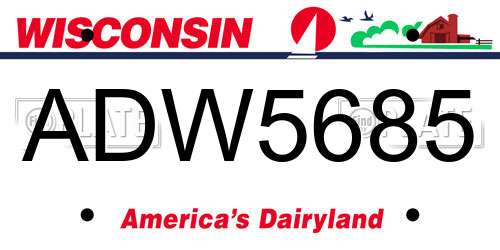 ADW5685 Wisconsin License Plate