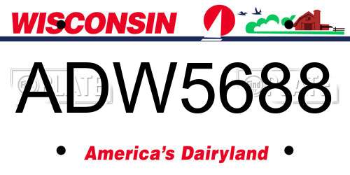ADW5688 Wisconsin License Plate