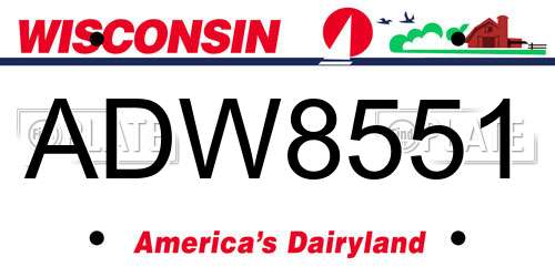 ADW8551 Wisconsin License Plate