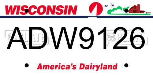ADW9126 Wisconsin License Plate