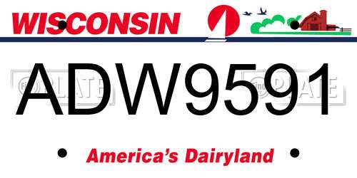 ADW9591 Wisconsin License Plate