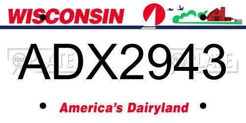 ADX2943 Wisconsin License Plate