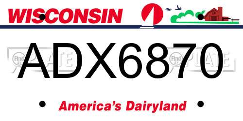 ADX6870 Wisconsin License Plate