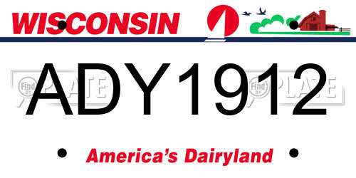 ADY1912 Wisconsin License Plate