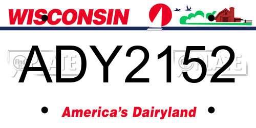 ADY2152 Wisconsin License Plate