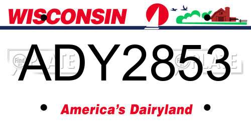 ADY2853 Wisconsin License Plate