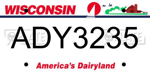 ADY3235 Wisconsin License Plate