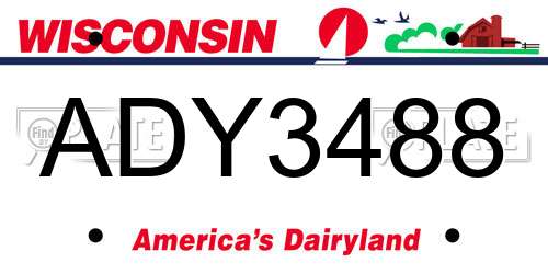 ADY3488 Wisconsin License Plate