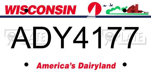 ADY4177 Wisconsin License Plate