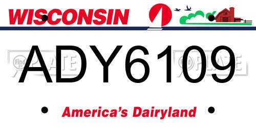 ADY6109 Wisconsin License Plate