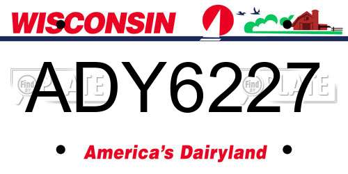 ADY6227 Wisconsin License Plate