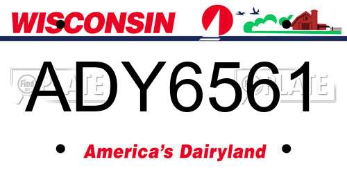 ADY6561 Wisconsin License Plate