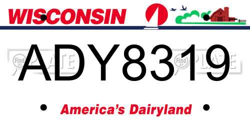 ADY8319 Wisconsin License Plate