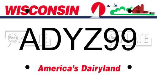 ADYZ99 Wisconsin License Plate