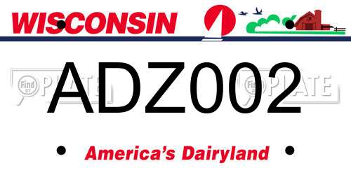 ADZ002 Wisconsin License Plate
