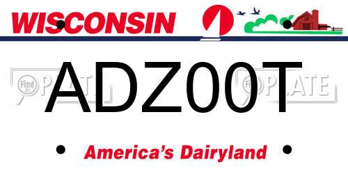 ADZ00T Wisconsin License Plate
