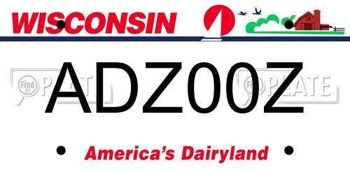 ADZ00Z Wisconsin License Plate