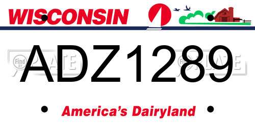 ADZ1289 Wisconsin License Plate