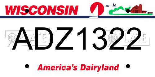 ADZ1322 Wisconsin License Plate