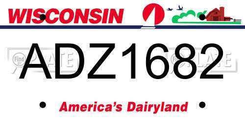 ADZ1682 Wisconsin License Plate