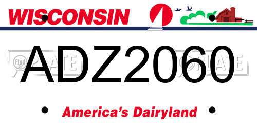 ADZ2060 Wisconsin License Plate