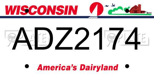 ADZ2174 Wisconsin License Plate