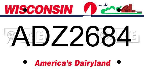 ADZ2684 Wisconsin License Plate