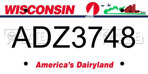 ADZ3748 Wisconsin License Plate