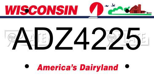 ADZ4225 Wisconsin License Plate