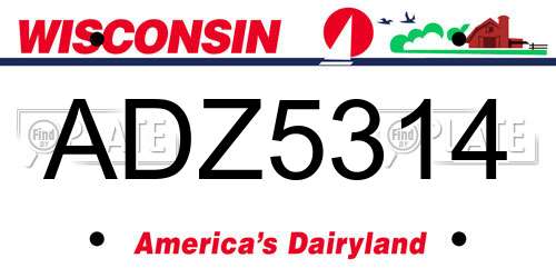 ADZ5314 Wisconsin License Plate