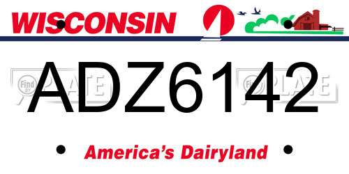 ADZ6142 Wisconsin License Plate