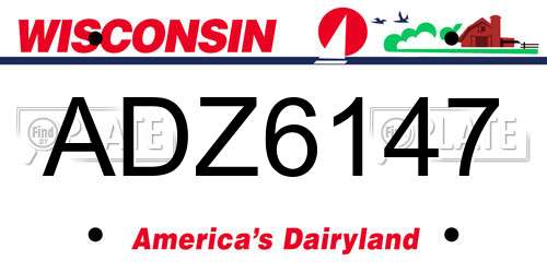 ADZ6147 Wisconsin License Plate