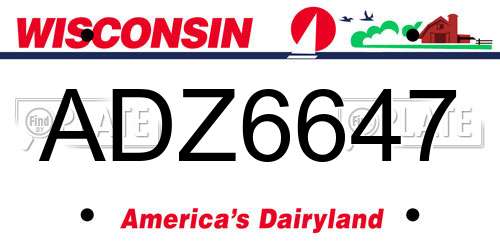 ADZ6647 Wisconsin License Plate