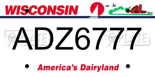 ADZ6777 Wisconsin License Plate