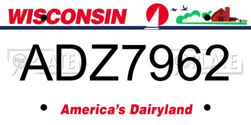 ADZ7962 Wisconsin License Plate