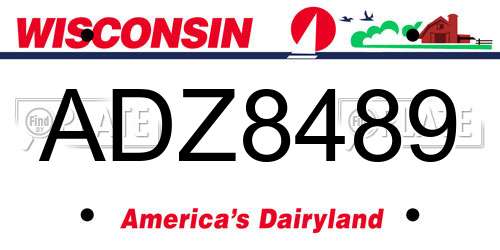 ADZ8489 Wisconsin License Plate