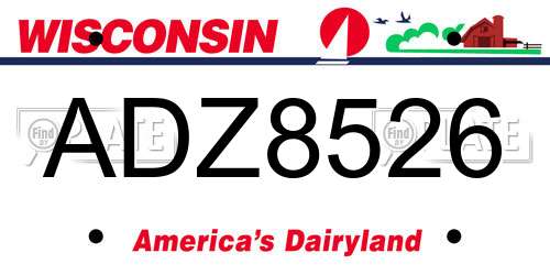 ADZ8526 Wisconsin License Plate