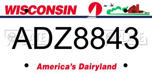 ADZ8843 Wisconsin License Plate