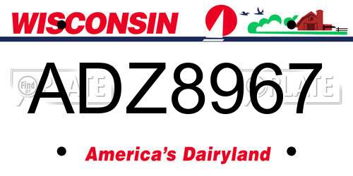 ADZ8967 Wisconsin License Plate