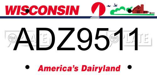 ADZ9511 Wisconsin License Plate
