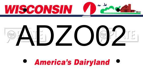 ADZO02 Wisconsin License Plate