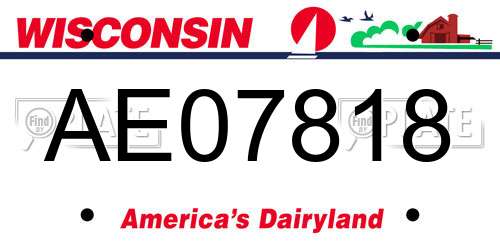 AE07818 Wisconsin License Plate