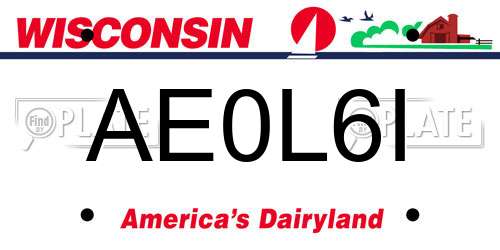 AE0L6I Wisconsin License Plate
