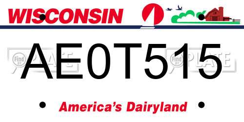 AE0T515 Wisconsin License Plate