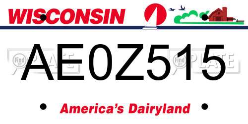 AE0Z515 Wisconsin License Plate