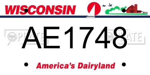 AE1748 Wisconsin License Plate