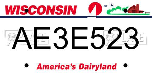 AE3E523 Wisconsin License Plate