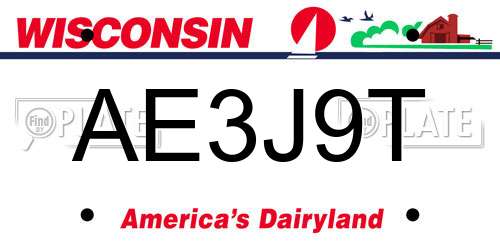 AE3J9T Wisconsin License Plate