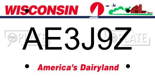 AE3J9Z Wisconsin License Plate